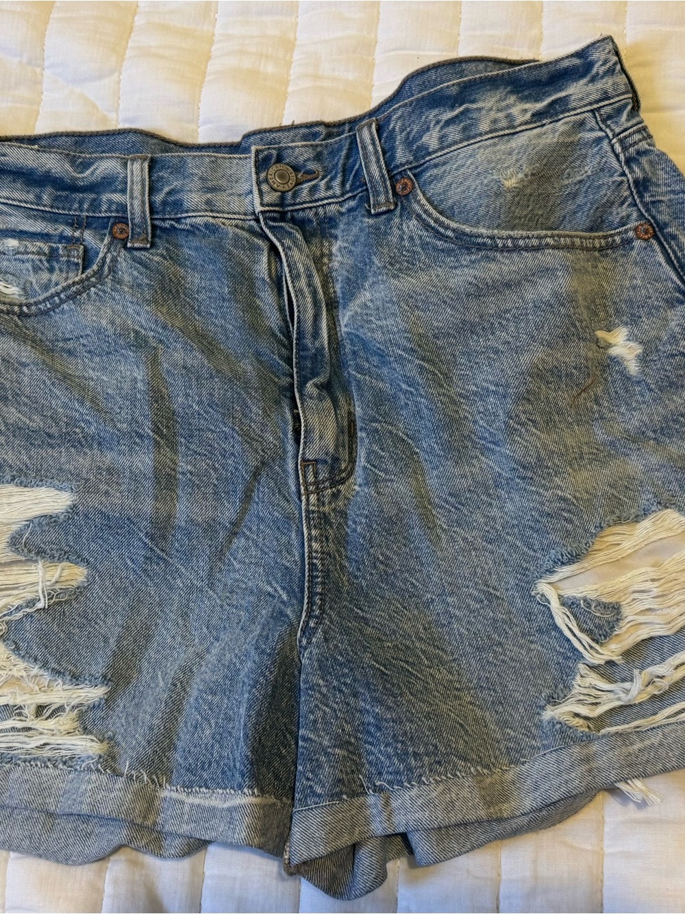 American Eagle Outfitters Distressed Blue Denim Shorts size 14